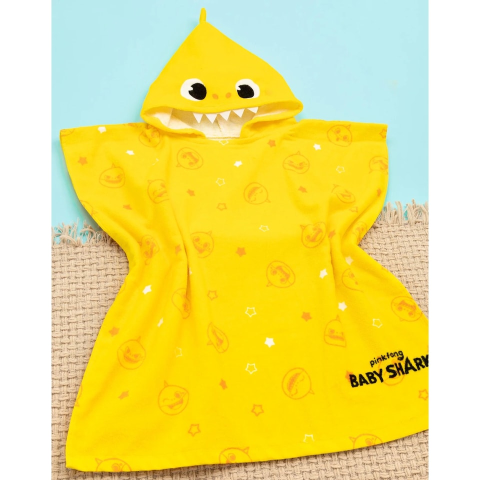 image 1 of Baby Shark Childrens/Kids Repeat Print Hooded Towel | Yellow | Yellow/White | One size | 1