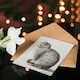image 4 of Jean Bernard Art Card Sitting Smiling Cat Pencil Drawing