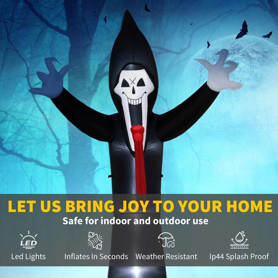 image 1 of Outsunny 10 FT Grim Reaper Halloween Inflatable for Indoor, Outdoor Party