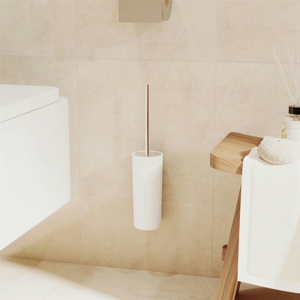 image 1 of Cosmic Toilet Brush Holder with Durable Steel and Plastic for Bathroom, Silver