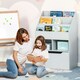 image 2 of HOMCOM Kids Bookcase, Toy Box w/ Storage Drawer, Wheels for Bedroom - Grey 