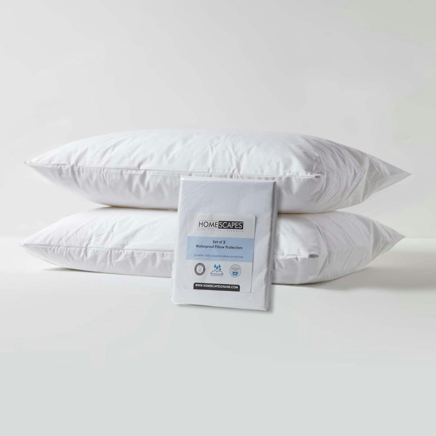 Homescapes Polypropylene Waterproof Pillow Protector Pair