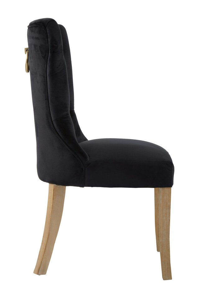 image 1 of Black Buttoned Dining Chair,Button Tufted Accent Chair,Upholstered Seat With Wooden Legs,Decorative Chair | Black