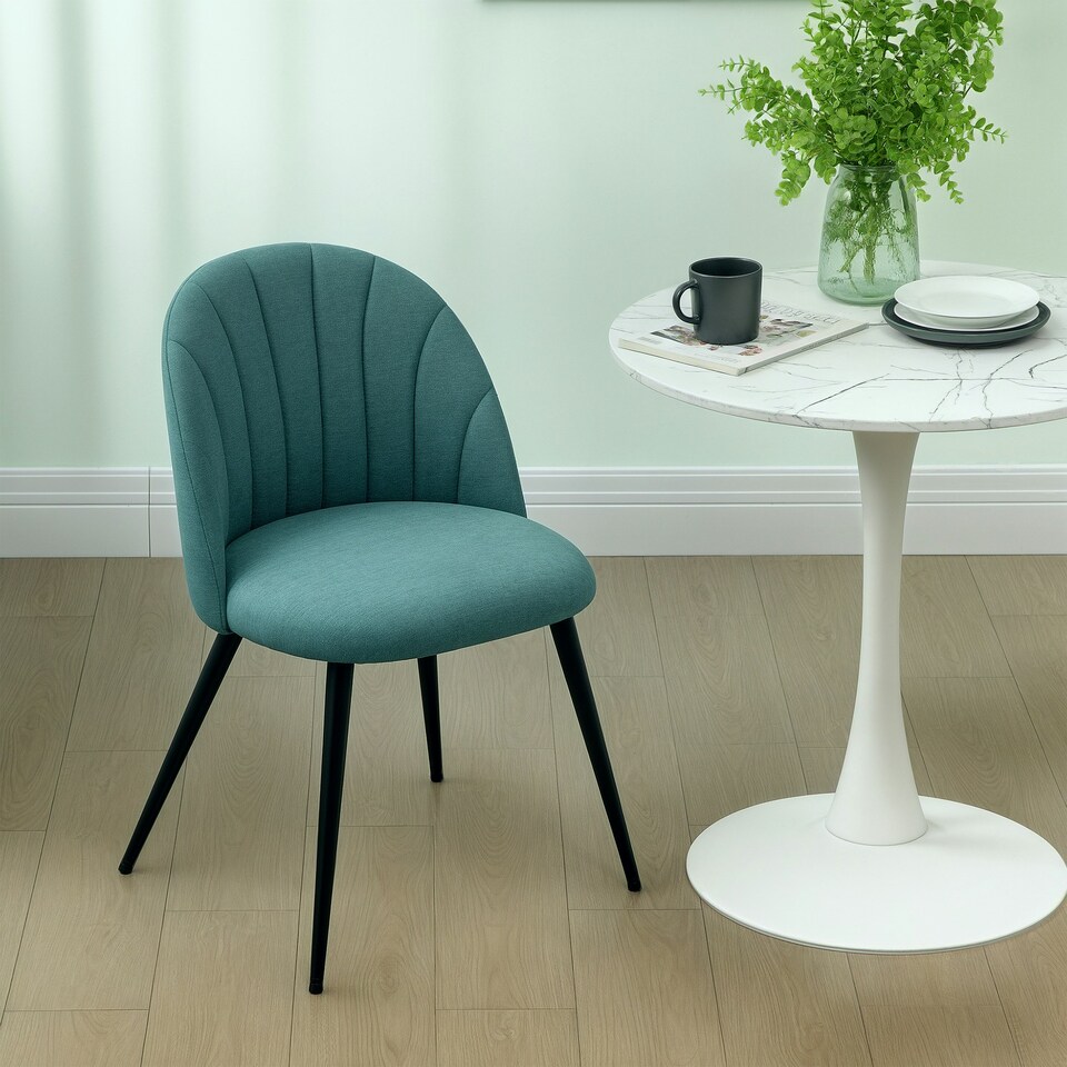 image 1 of HOMCOM Set of 2 Dining Chairs with Shell Backrest and Padded Seat Green