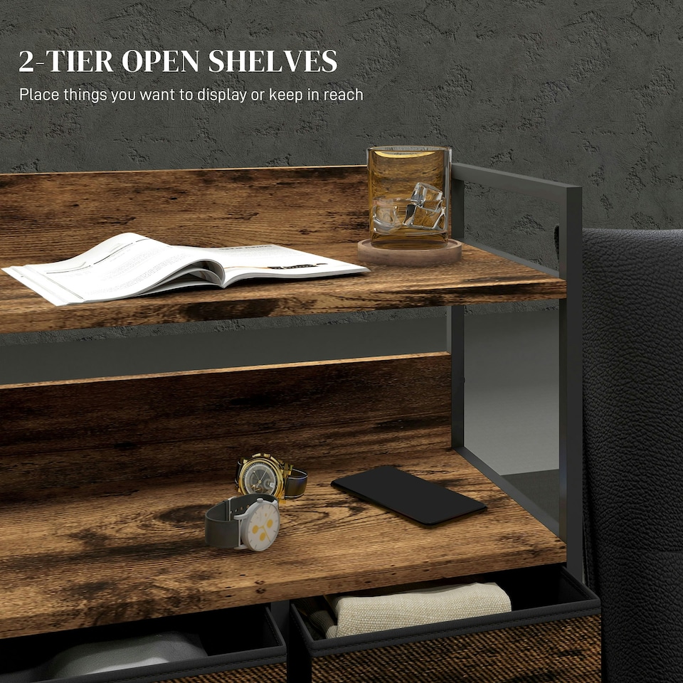 image 1 of HOMCOM Bedroom Chest of Drawers 7 Drawer Dresser w/ Shelves, Grey Wood Effect