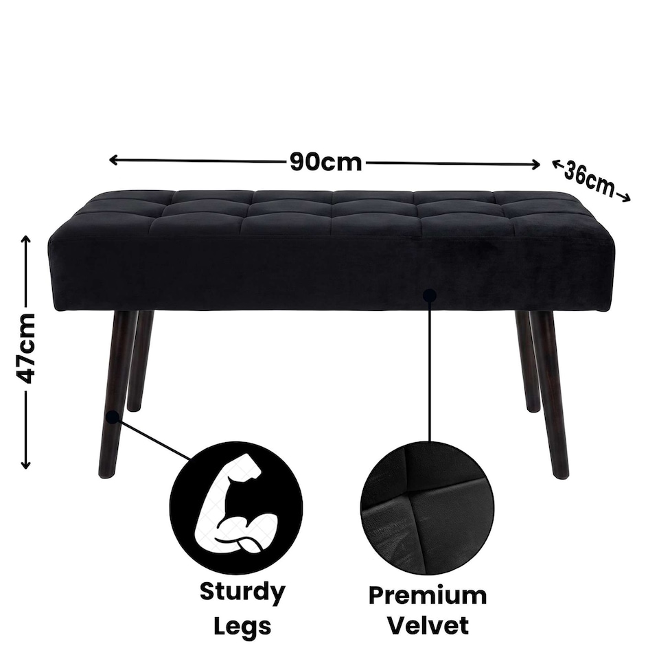 image 1 of Dining Set Of 5 Dining Table Set with 4 black Velvet Chairs And 1 Black Bench Dining Room Furniture