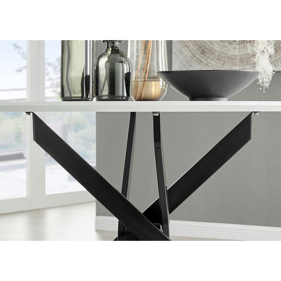 image 1 of Furniturebox Novara 120cm White High Gloss Table (Black)