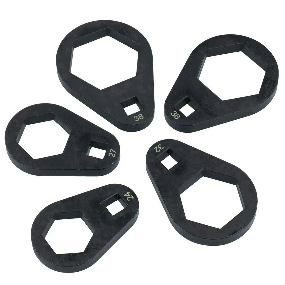 image 1 of Oil Filter Offset Cap Wrench Set Remove Removal Metric 24 - 38mm 5pc Crowfeet