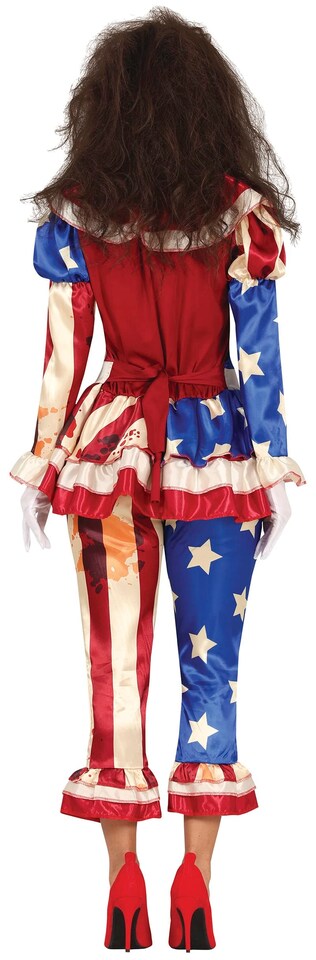 image 1 of Fancy Dress Adult Womens Fancy Dress Patriot Clown - S