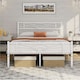 image 1 of Yaheetech Metal Platform Bed Frame with Cloud-inspired Design Headboard Antique White, 4ft6 Double