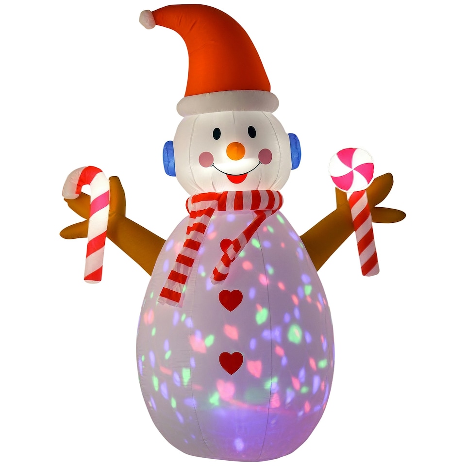 image 1 of HOMCOM Christmas Inflatable Snowman, Rotating Lighted Indoor Outdoor Decoration