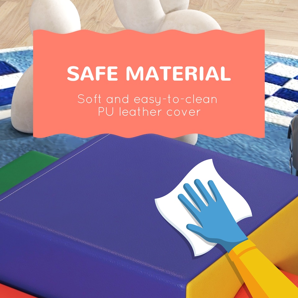 image 1 of HOMCOM 4-Piece Soft Play Set, Baby Foam Block, For Ages 1-3 Years, Red