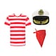 image 1 of Sailor Costume Set - Red & White Tee, Captain Hat & Red Bandana | Multi | L