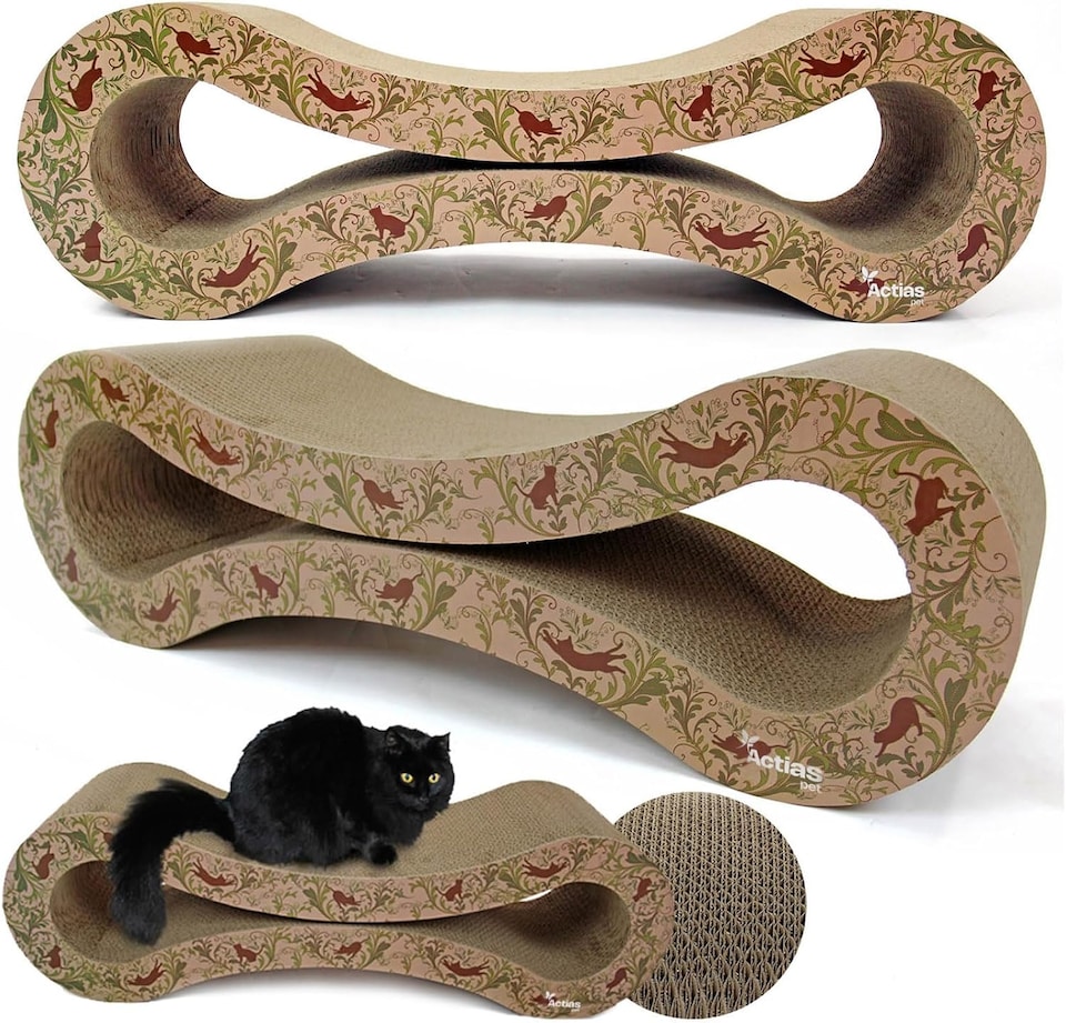 image 1 of Actiaspet - Large Cardboard Corrugated Sofa Bed Cat Scratcher with Free Catnip (Elegant Cat)