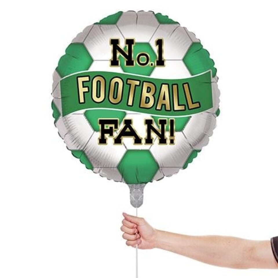 image 1 of Green & White No. 1 Football Fan Round Foil Helium Balloon 46cm / 18 in | Green