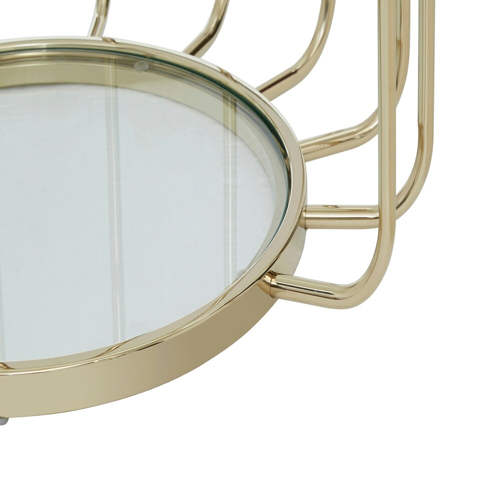 image 1 of Interiors by Premier Modern Gold Side Table, Contemporary Gold Side Table with Glass Top, Luxury Side Table for Living Room Gold
