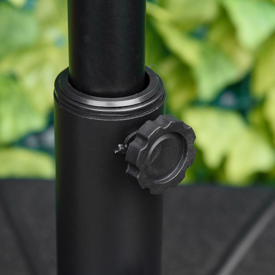 image 1 of Outsunny Garden Parasol Base Stand Up to 28kg Water or 40kg Sand Filled, Black | Black | Black