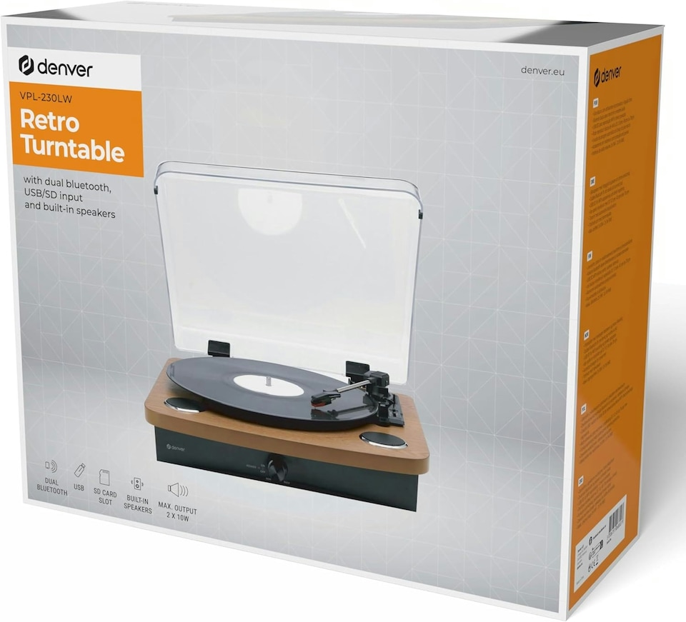 image 1 of Lightwood Vinyl Record Player With Stereo Speakers - Bluetooth Send & Receive - USB & SD Recording - AUX IN & RCA Out