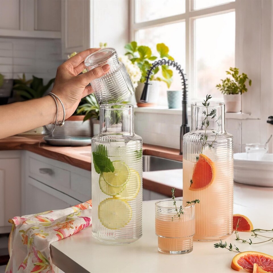image 1 of LAV 7pc Helen Glass Carafe & Tumblers Set - 1.2L