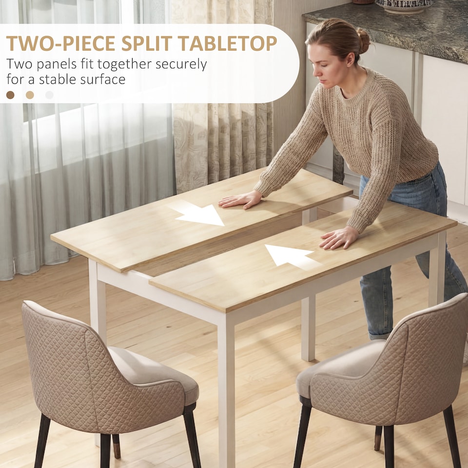 image 1 of HOMCOM Dining Table Farmhouse Kitchen Table w/ Wood Frame for Dining Room