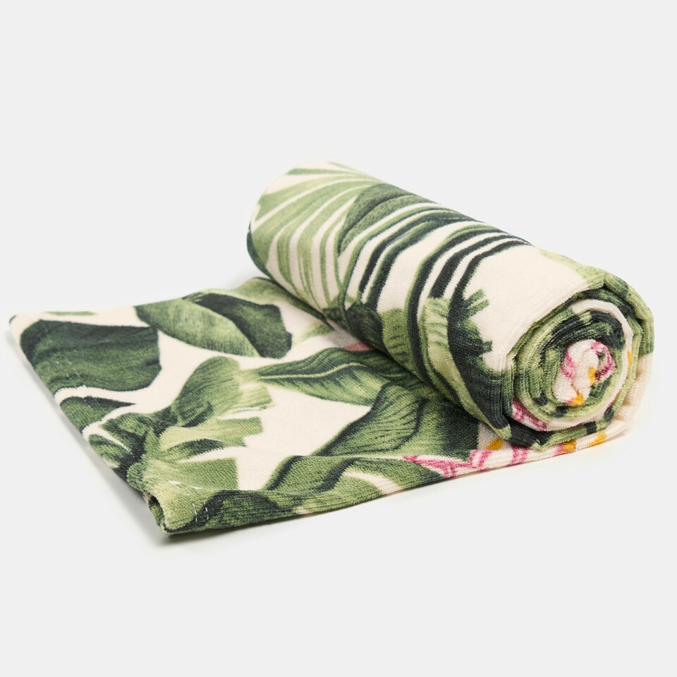 image 1 of OHS Palm Leaf Soft Absorbent Quick Drying Travel Holiday Summer Beach Bath Towel Green
