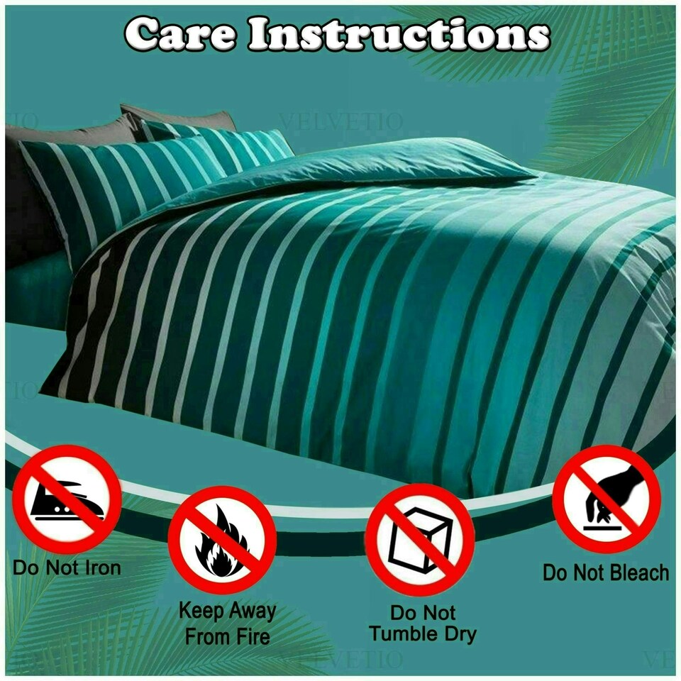 image 1 of VELVETIO Oscar Stripe Duvet Cover Set Reversible Polycotton Easy Care Beddings Blue | Teal | Super King