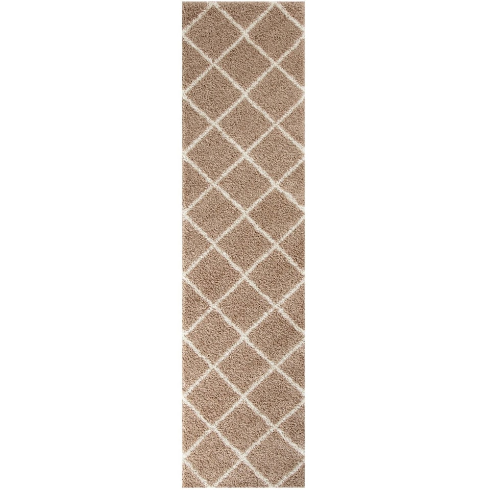 image 1 of The Rugs Moroccan Collection Soft High Pile Shaggy Diamond Floor Rugs and Runners Living Room