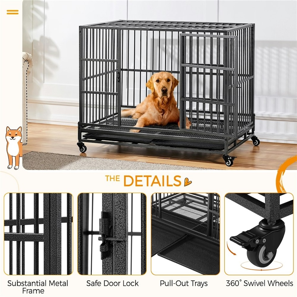 image 1 of Yaheetech 106 cm Indestructible Dog Crate Black