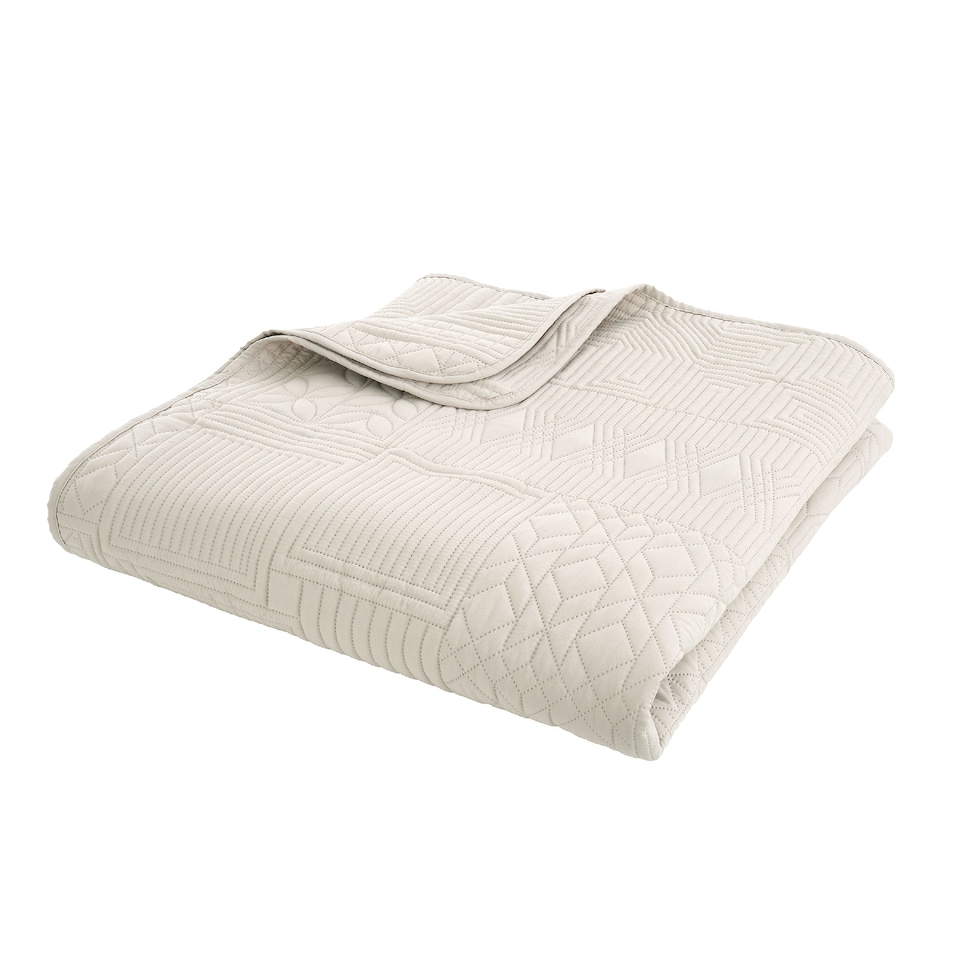 image 1 of Catherine Lansfield Folkstone Geo Bedspread | Cream | Natural | One Size