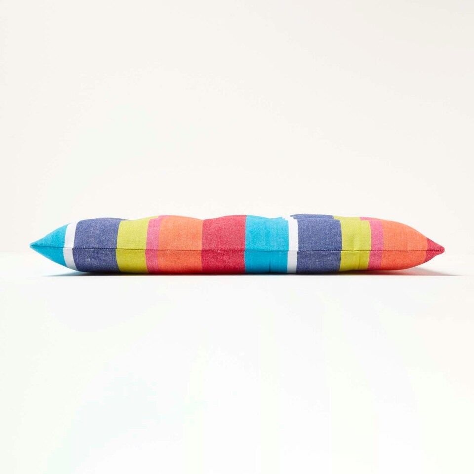 image 1 of Homescapes Seat Pad Luxury 100% Cotton Stripe Indoor Outdoor Garden Dining Cushion Multi | 40 x 40 cm