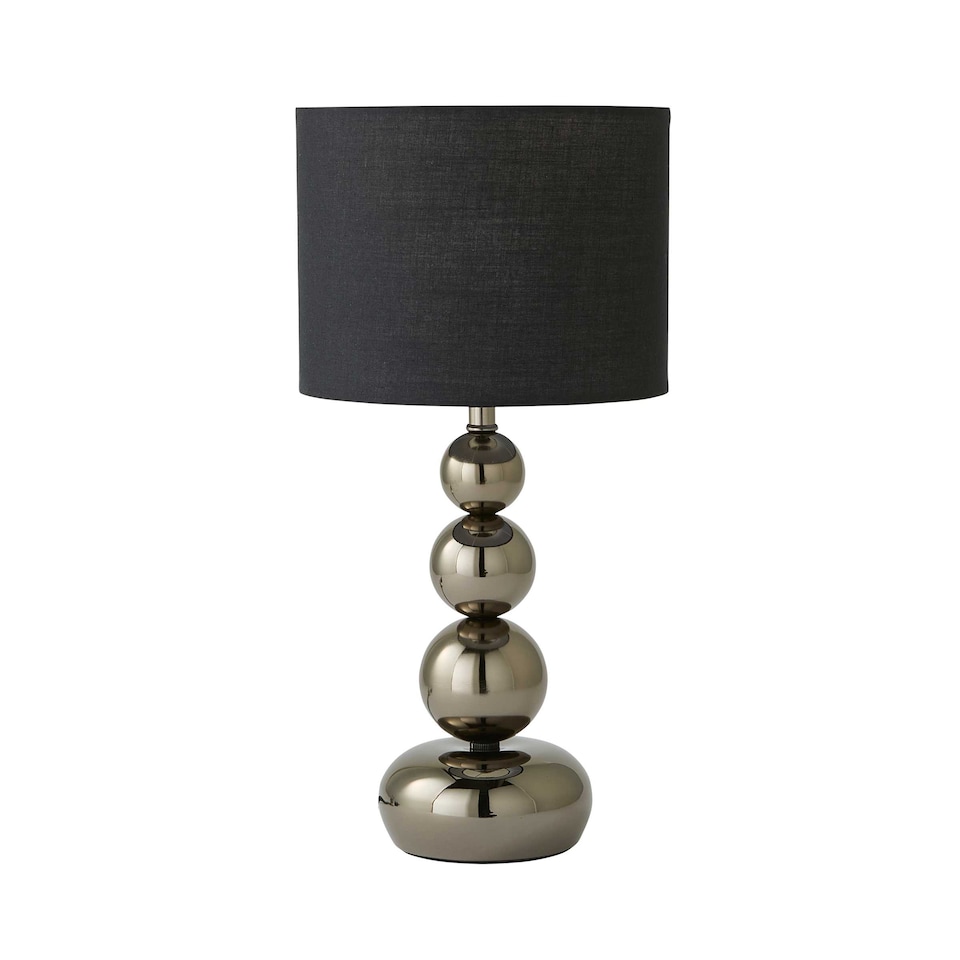 image 1 of ValueLights Chrome Table Lamp with Black Faux Silk Shade | Black