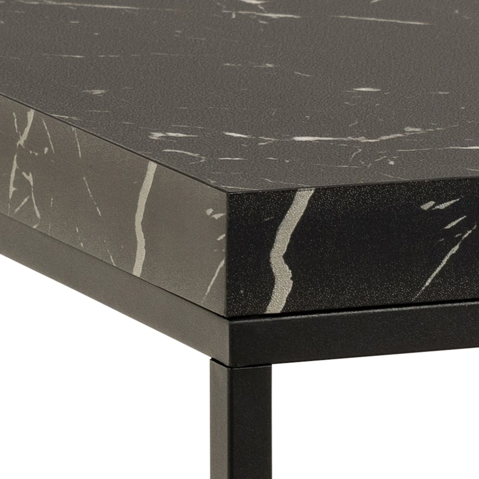 image 1 of Barossa Coffee Table with Black Marble Marquina Top & Black Steel Base 60cm