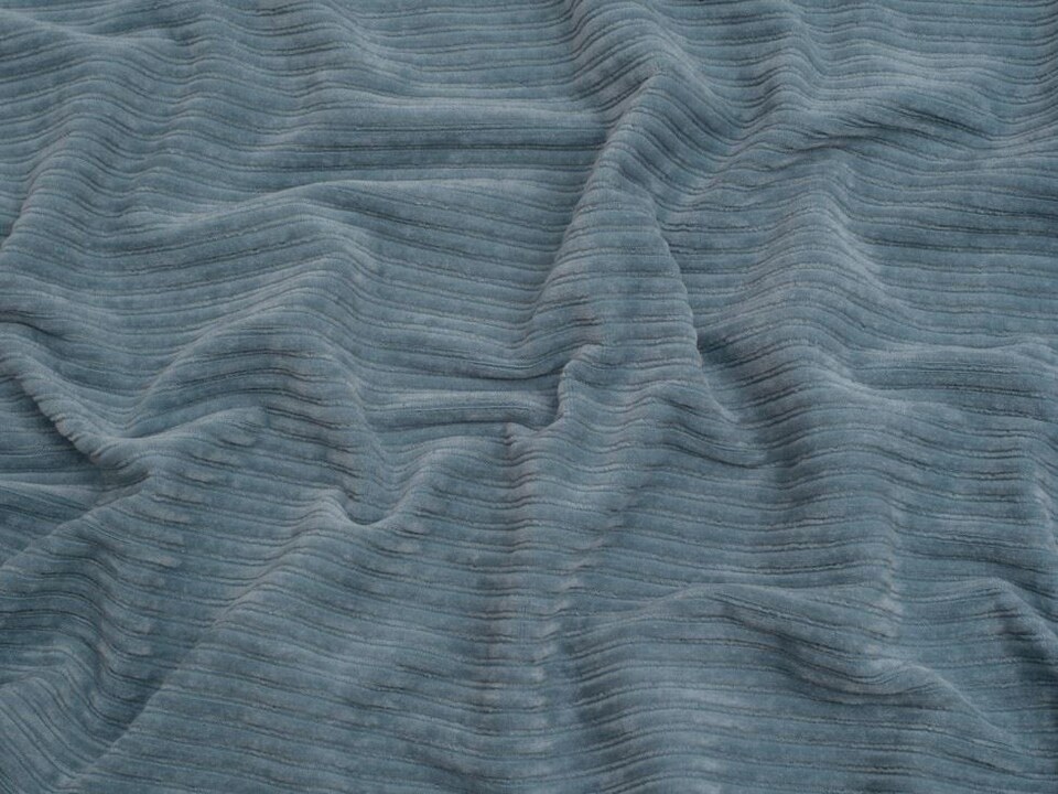 Minerva Core Range Blue 5 Wale Velour Rib Stretch Knit Cord Fabric for Dressmaking, 150cm / 59" Wide - per metre