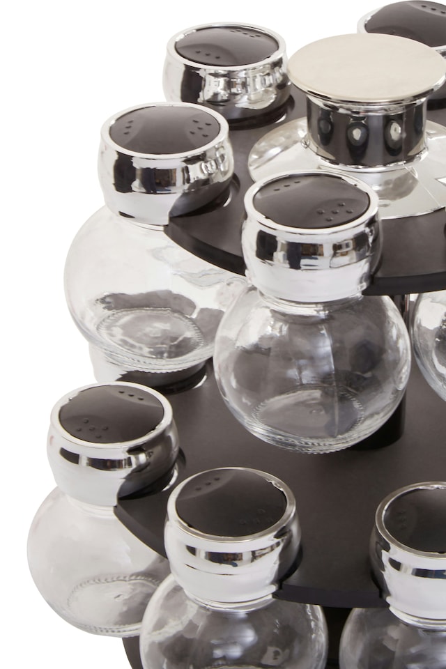 image 1 of Interiors By Premier Revolving Design 2 Tier 14 Bottle Rev Spice Rack, Stainless Steel Lids Spice Rack, Practical Design Rack
