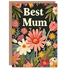 Mothers Day Card Best Spring Flowers Floral Mum Card