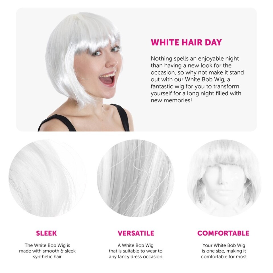 image 1 of White Bob Wig | White | 3