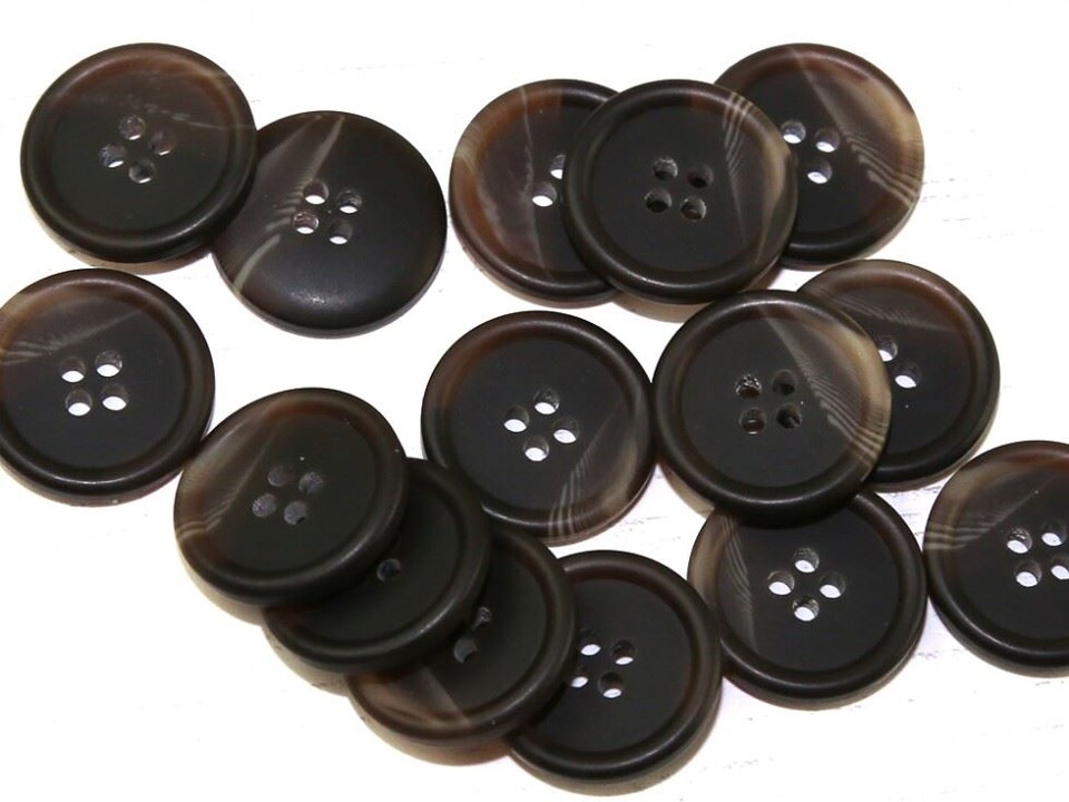 Dill Dark Brown Round Plastic Buttons for Dressmaking - 20mm - per value pack of 20