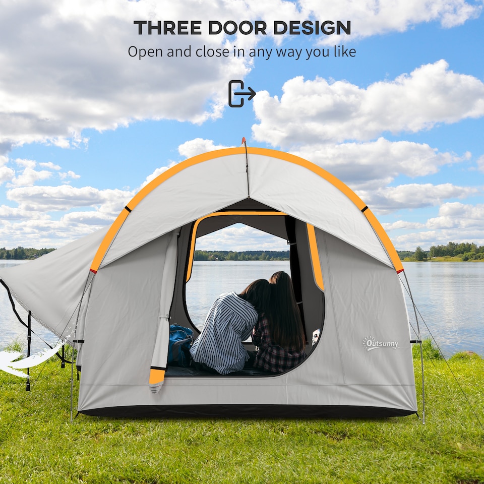 image 1 of Outsunny 5 Man Tailgate Tent 2000mm Waterproof | Grey | Grey and Orange | 239x210x210 cm