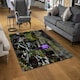 image 2 of Purple crocus flowers, Colchicum, in a green grass meadow. Close up spring or autumn flower bloom in nature (Rug) Multi | M