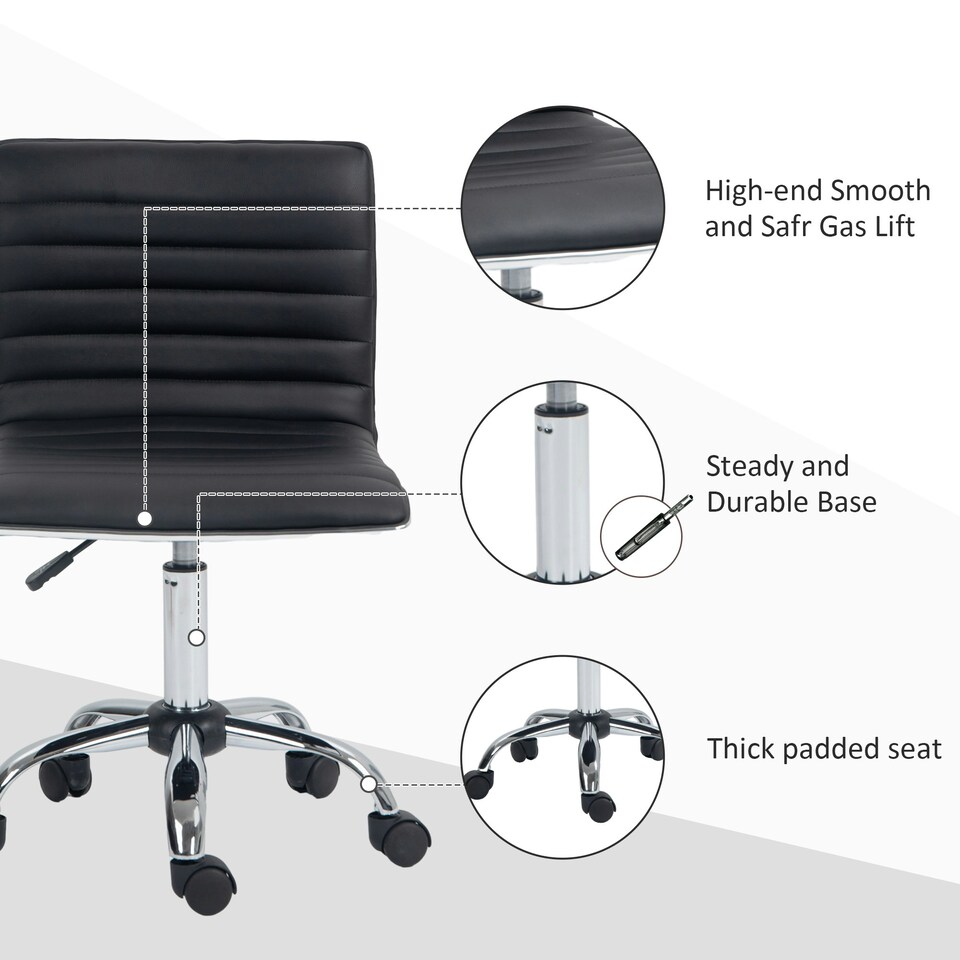image 1 of HOMCOM Armless Mid-Back Adjustable Office Chair with 360 Swivel Black