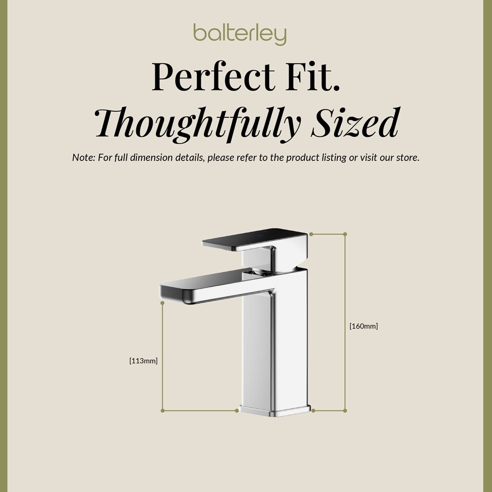 image 1 of Balterley Square Eco Mono Basin Mixer Tap & Push Button Waste