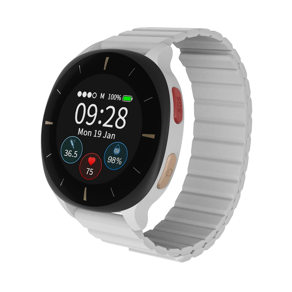image 1 of 24/7 Remote Health Monitoring Watch, Fall Detection, SOS Alerts, Heart Rate, Temperature, Blood Pressure, 10 Day Battery - Audar E2
