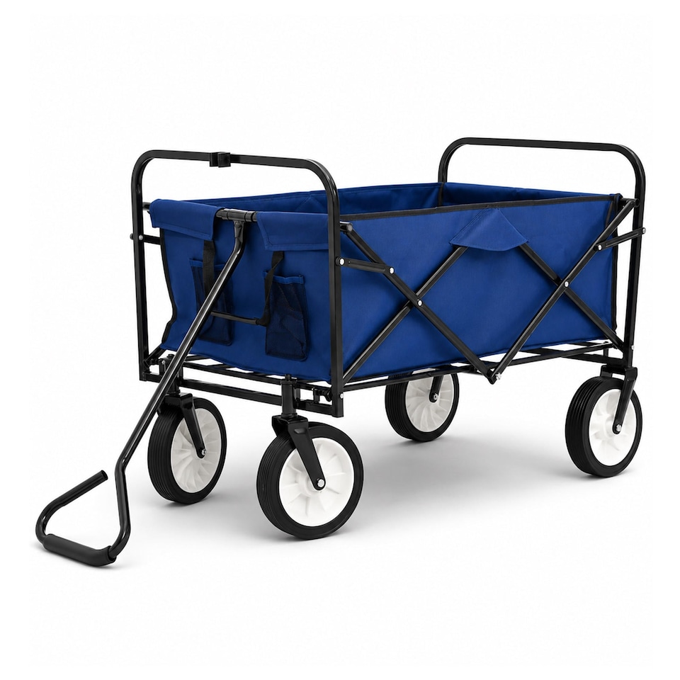image 1 of Blue Heavy Duty Foldable Garden Festival Trolley Cart Wagon Truck