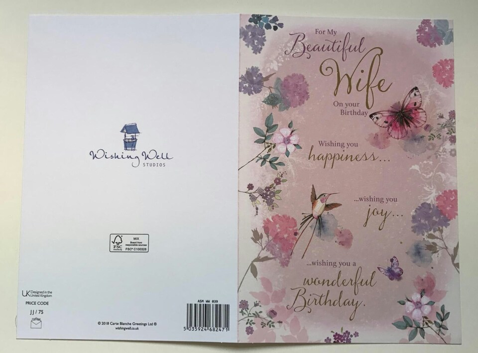 image 1 of Beautiful Wife Happy Birthday Traditional Card By Wishing Well
