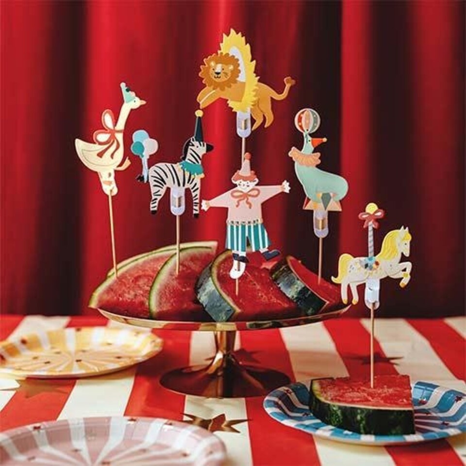 image 1 of Circus Cupcake Food Pick Toppers - Pack of 6