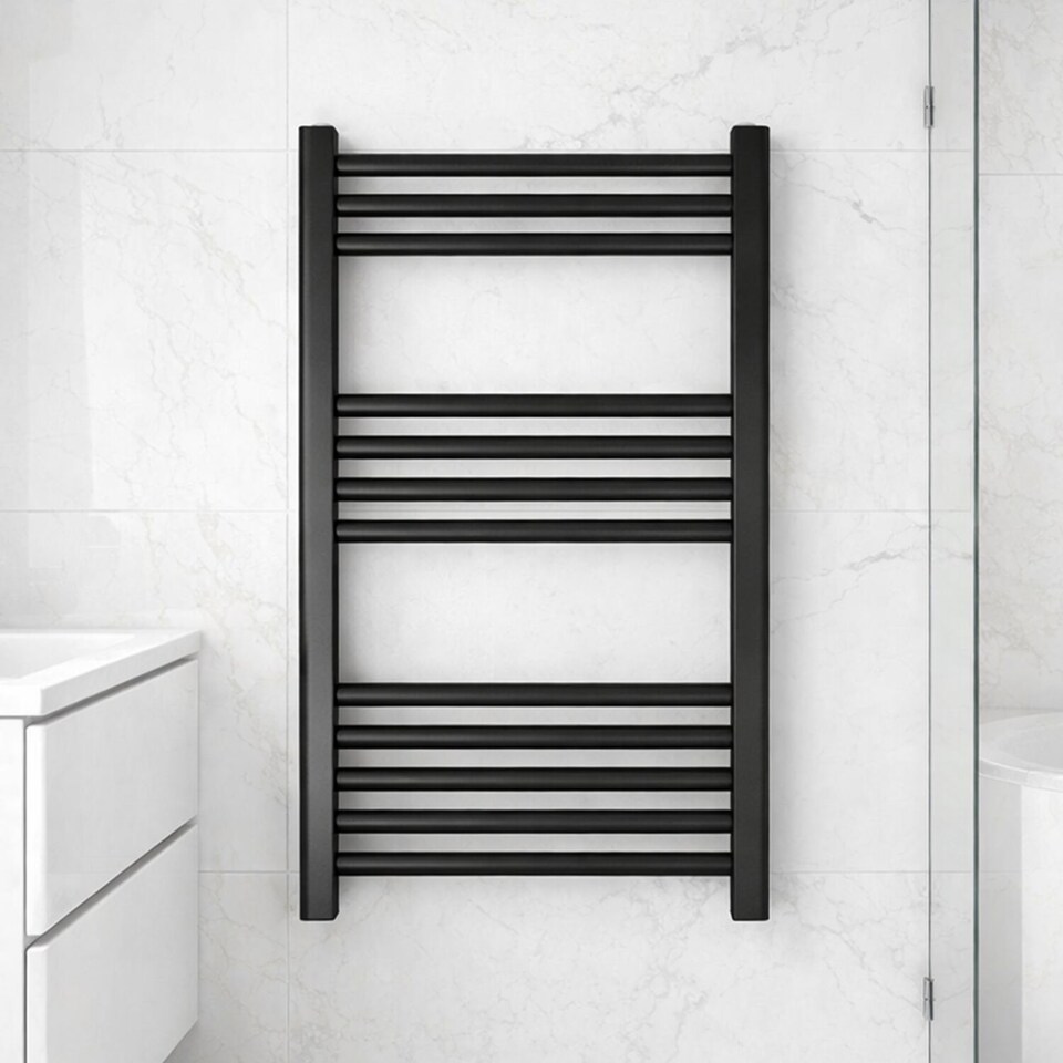 image 1 of Balterley Straight Heated Heated Towel Rail Radiator, 542W | Black | Matt Black