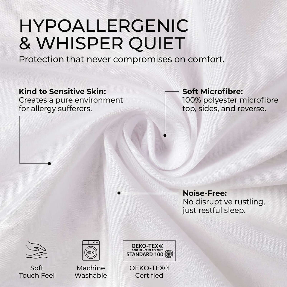 image 1 of Homescapes Luxury Zipped Mattress Encasement, 40 cm, Super King | White | Super King | 1