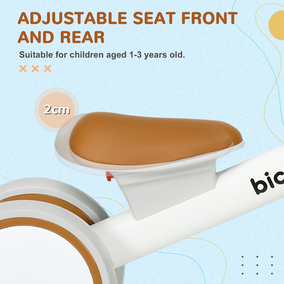 image 1 of AIYAPLAY Kids Balance Bike for 1-3 Years Old, No Pedal Toddler Balance Bike with Adjustable Seat, Silent Wheels, Training Bike for Boys and Girls, White