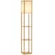 image 1 of HOMCOM Floor Lamp Reading Lamp with 3-Tier Storage Shelf for Home Office Natural