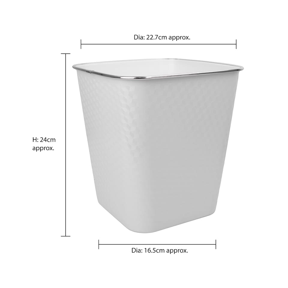 image 1 of JVL Glaize Square Waste Bin 8L Set of 2 Bathroom Bedroom Office White